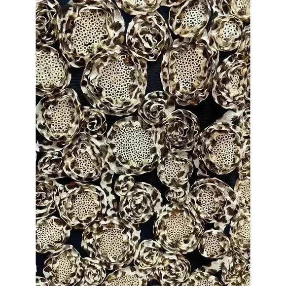 W by Worth Brown Dress with Leopard Details + Gold Sequins, Sleeveless, Size 4 - Picture 3 of 8